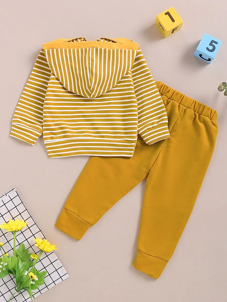 Fall Causal 2-Piece Set Stripe Hoodie & Trouser