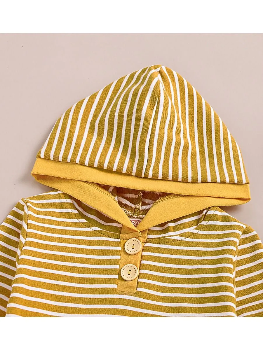 Fall Causal 2-Piece Set Stripe Hoodie & Trouser