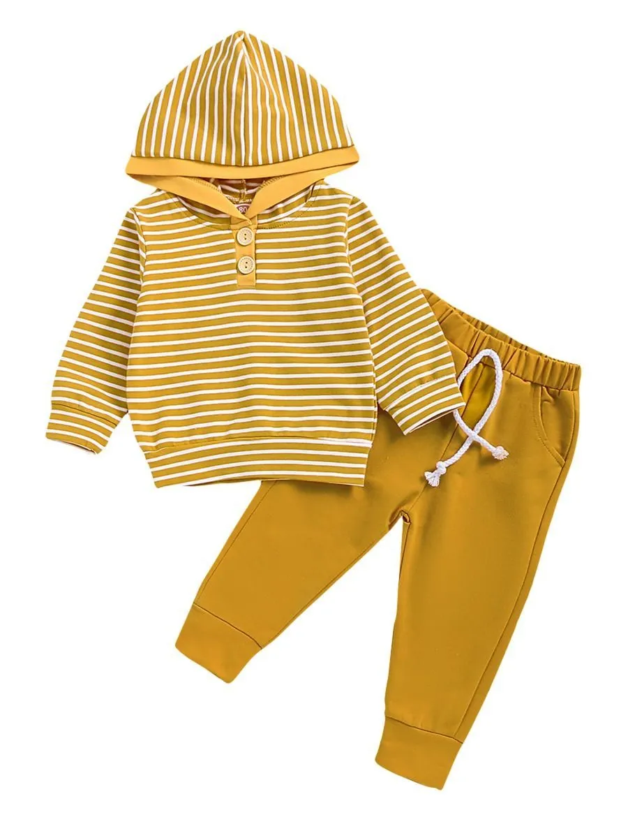 Fall Causal 2-Piece Set Stripe Hoodie & Trouser