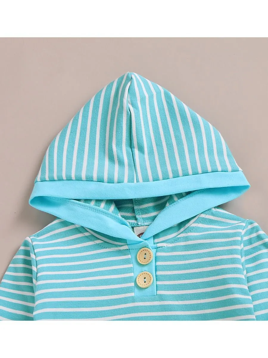 Fall Causal 2-Piece Set Stripe Hoodie & Trouser