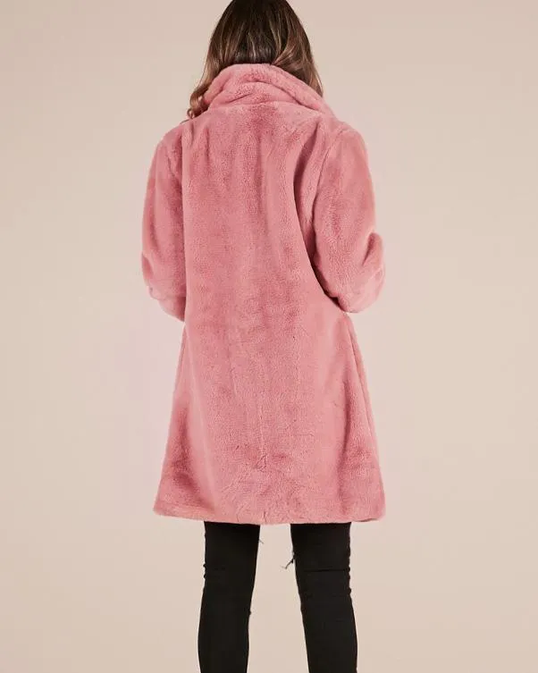 Faux Fur Lepel Candy Color Women Oversized Teddy Coat