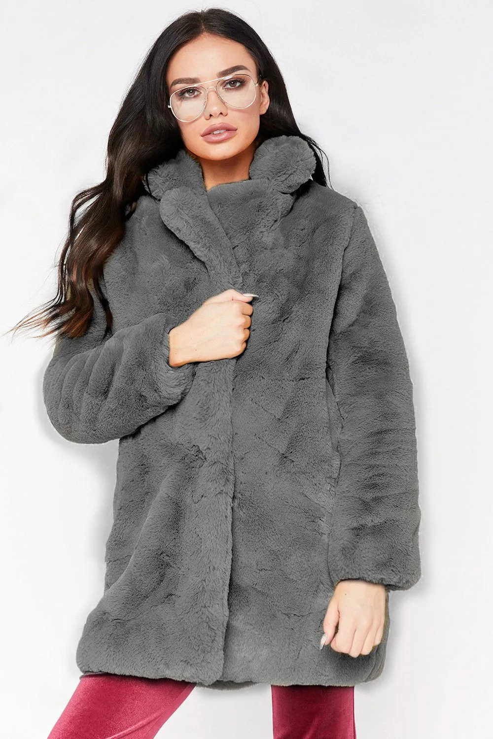 Faux Fur Lepel Candy Color Women Oversized Teddy Coat