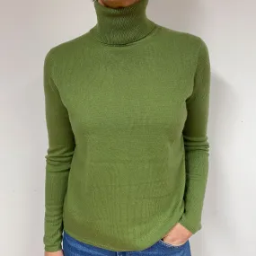 Fern Green Cashmere Polo Neck Jumper Medium