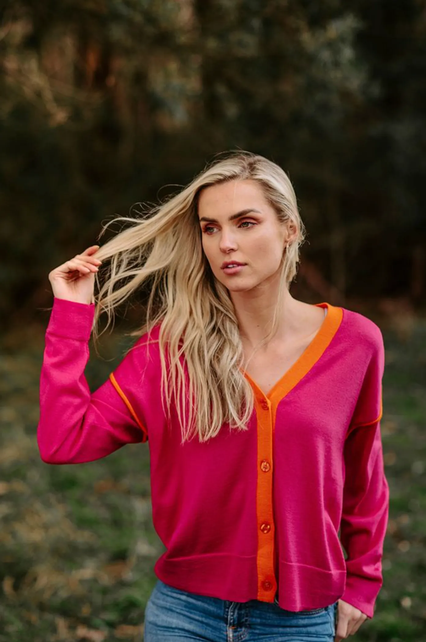Fields Contrast Seam Cardigan