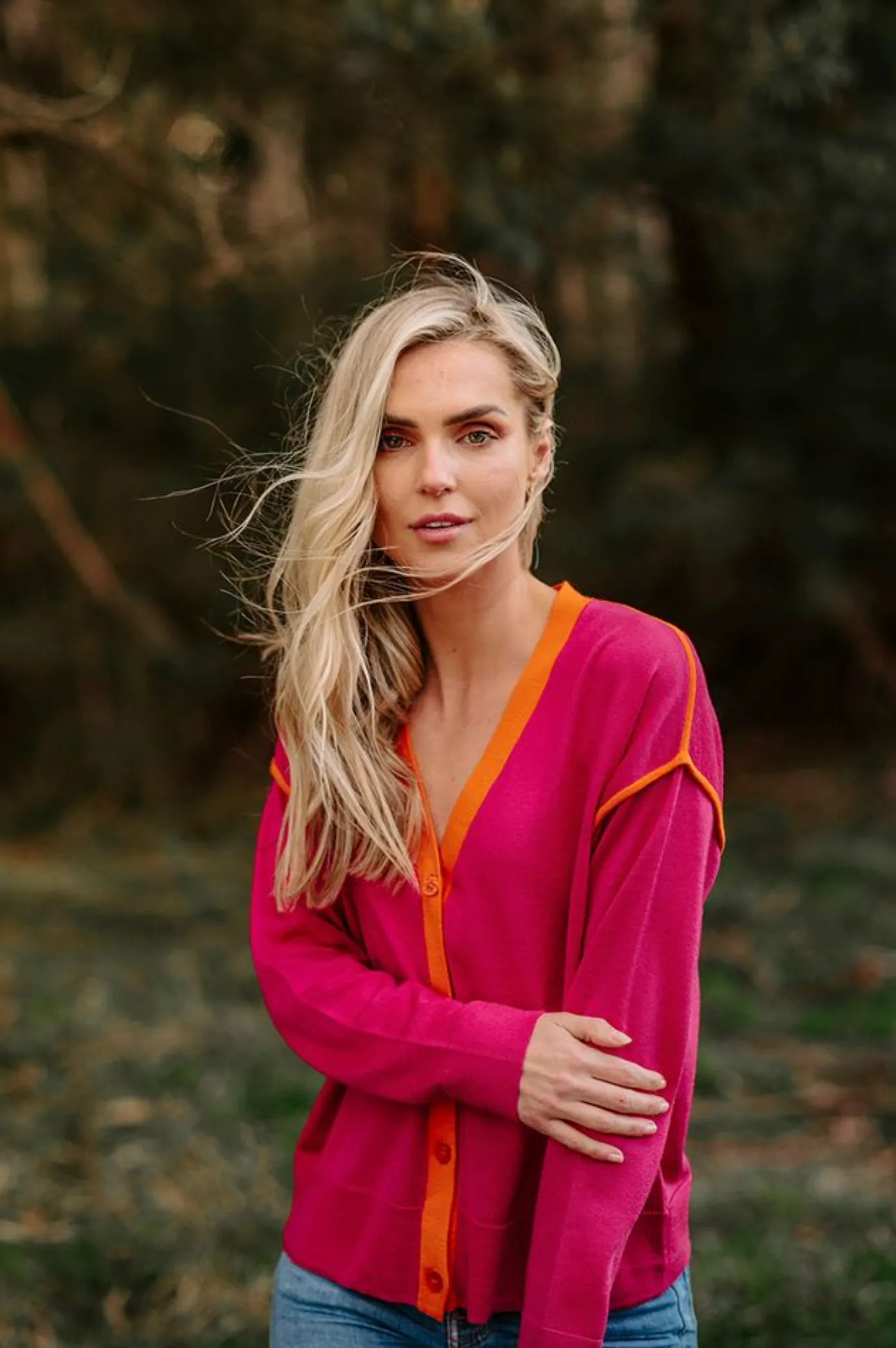 Fields Contrast Seam Cardigan