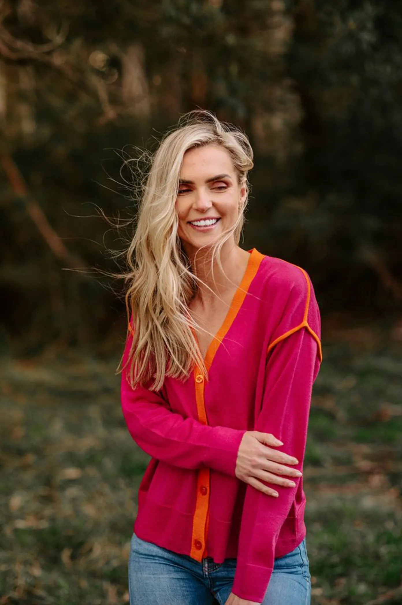 Fields Contrast Seam Cardigan