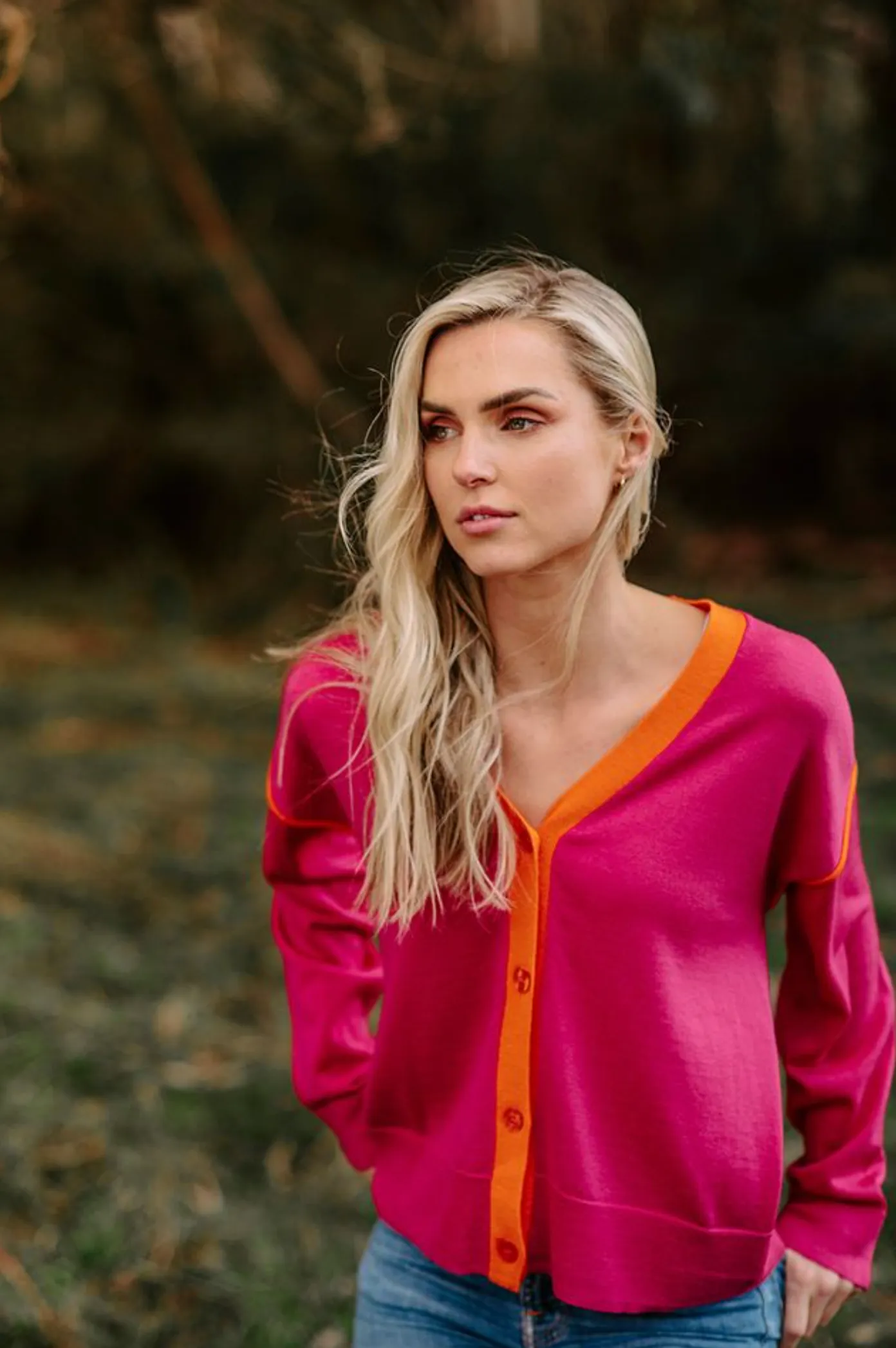 Fields Contrast Seam Cardigan