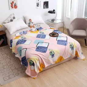 Fleece Blanket 200*230cm Super Soft Throw Pink Color with Teddy.