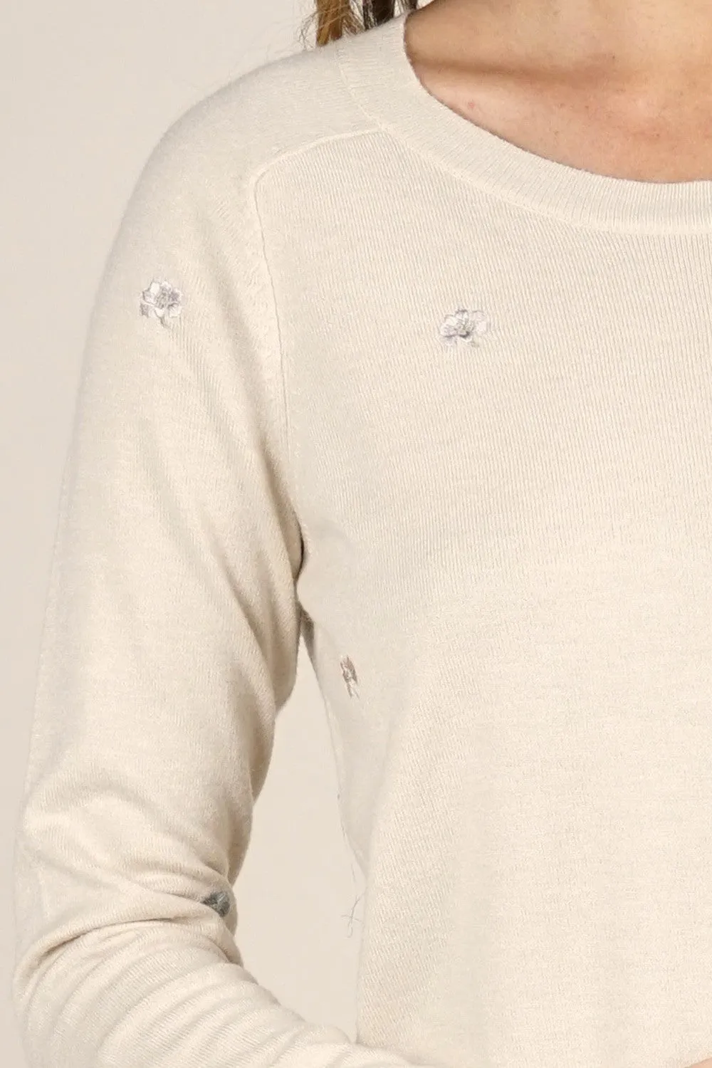 Floral Embroidered Pullover Sweater