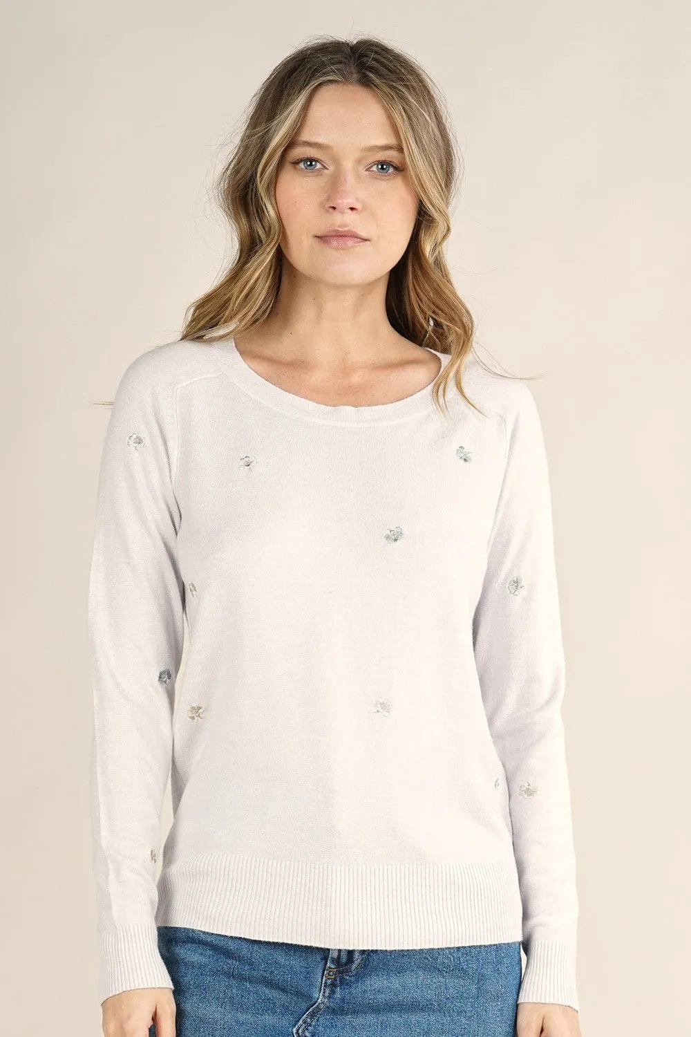 Floral Embroidered Pullover Sweater