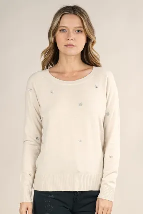 Floral Embroidered Pullover Sweater