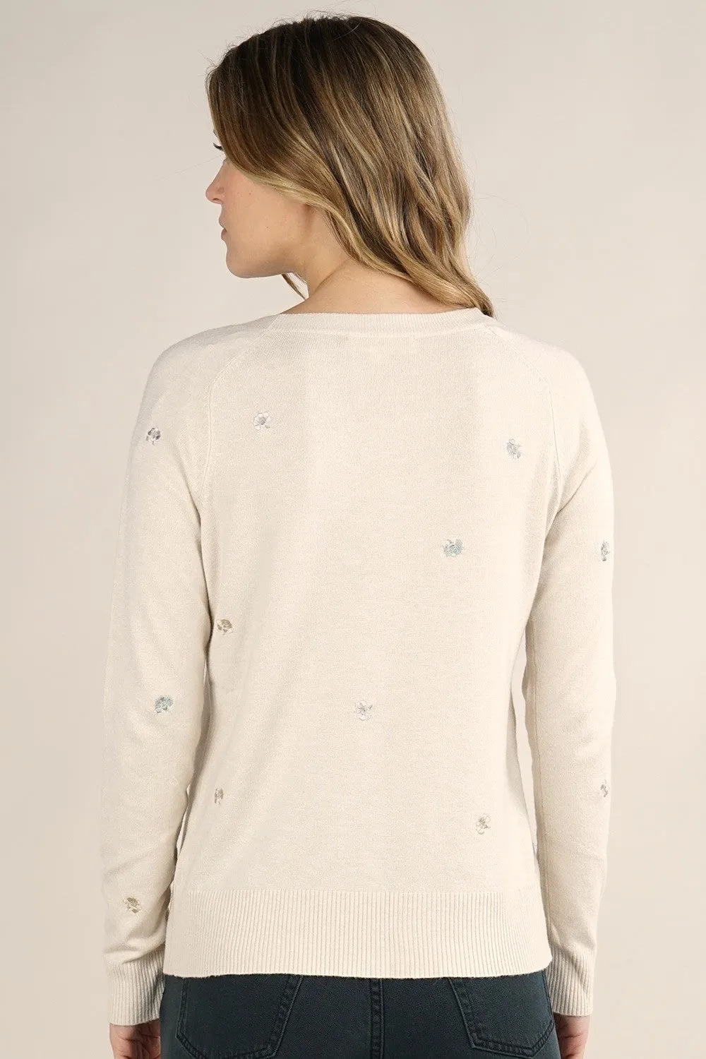 Floral Embroidered Pullover Sweater