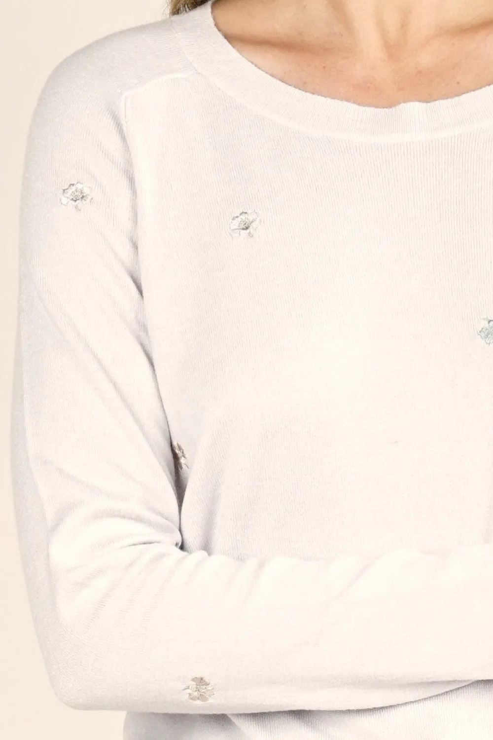 Floral Embroidered Pullover Sweater