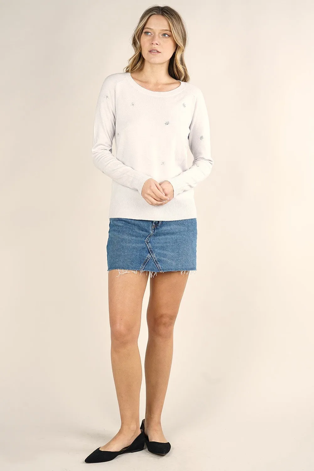 Floral Embroidered Pullover Sweater