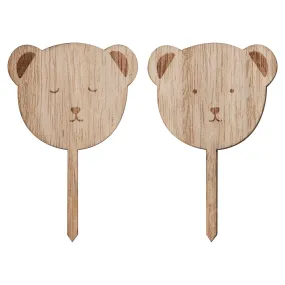 Ginger Ray Cupcake Topper - Wooden Teddy