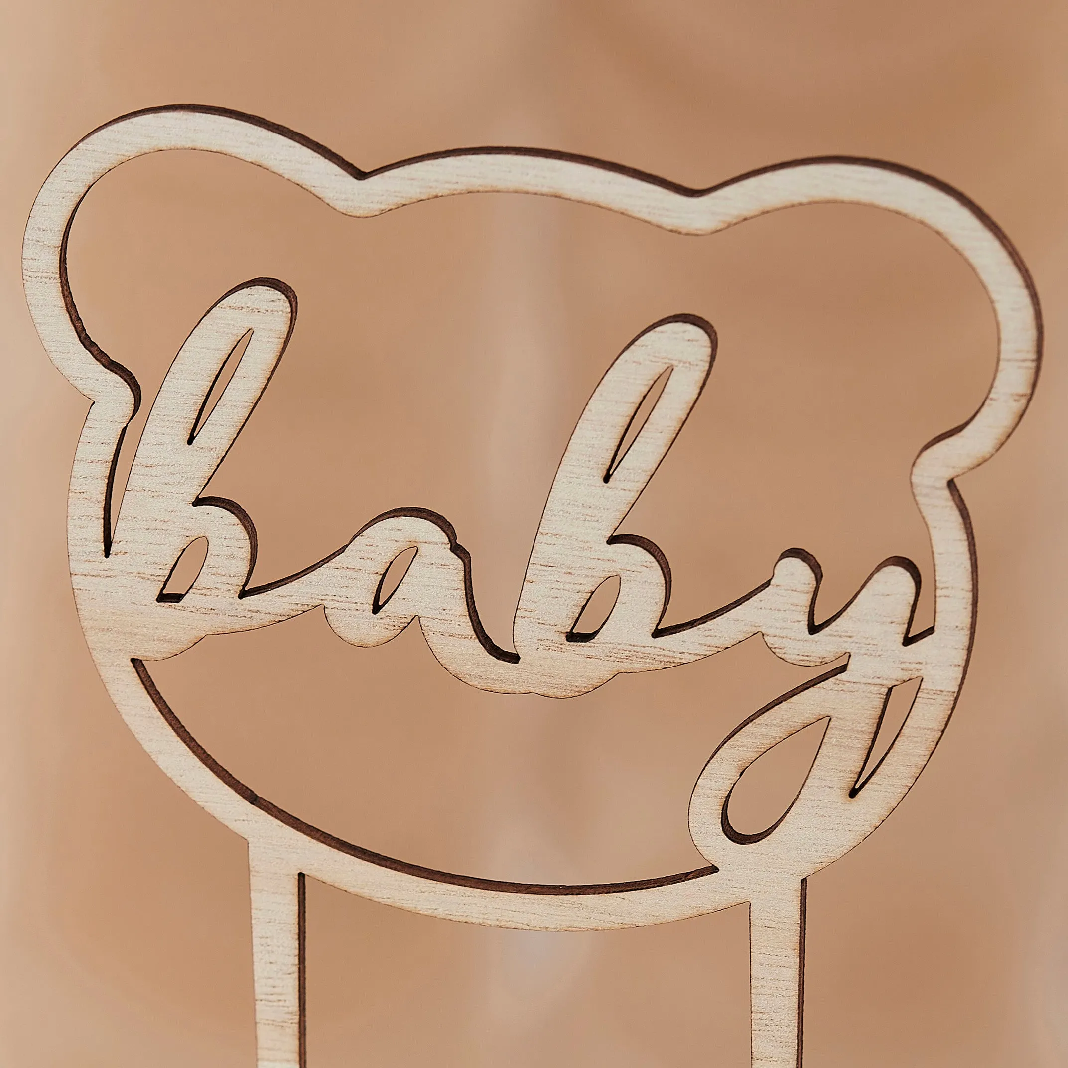 Ginger Ray Wooden Teddy Bear Baby Shower Cake Topper