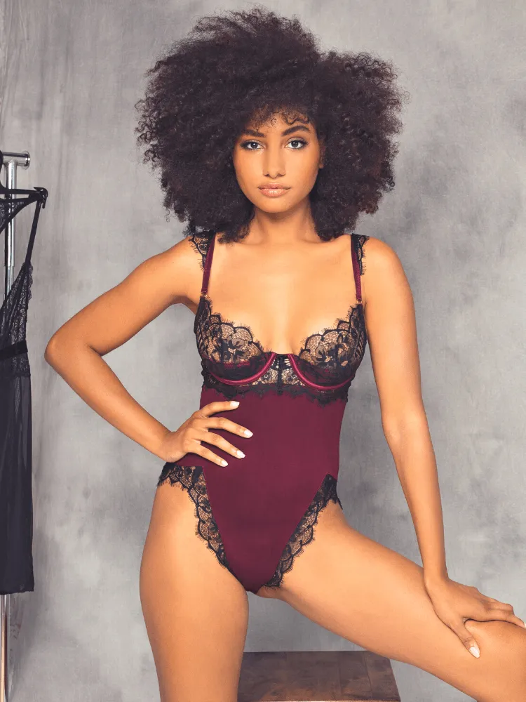 Glamorous Vibes Lace & Jersey Knit Teddy