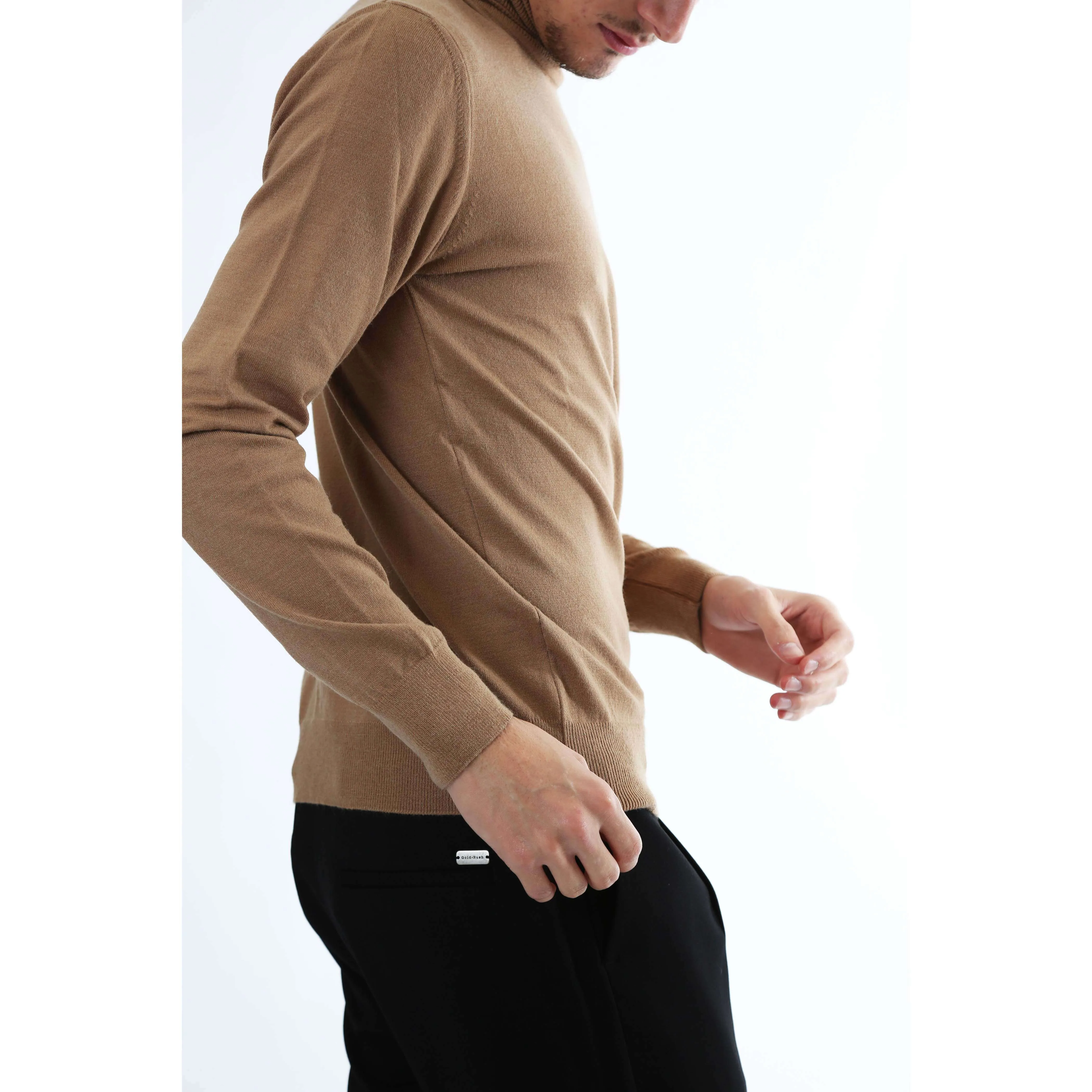 Gold Rush Uomo Maglia Pullover Amos Collo Alto High Neck Camel