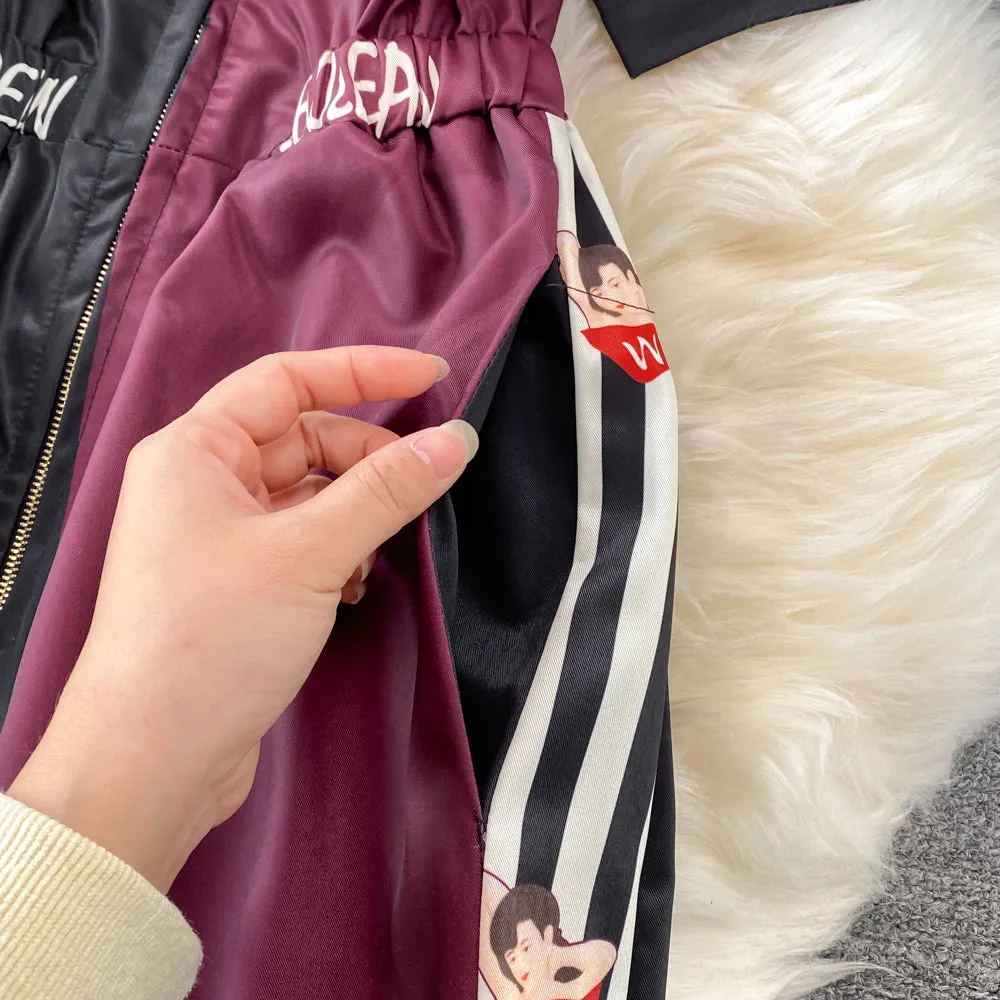 High Waist Lapel Print Cargo Jumpsuit