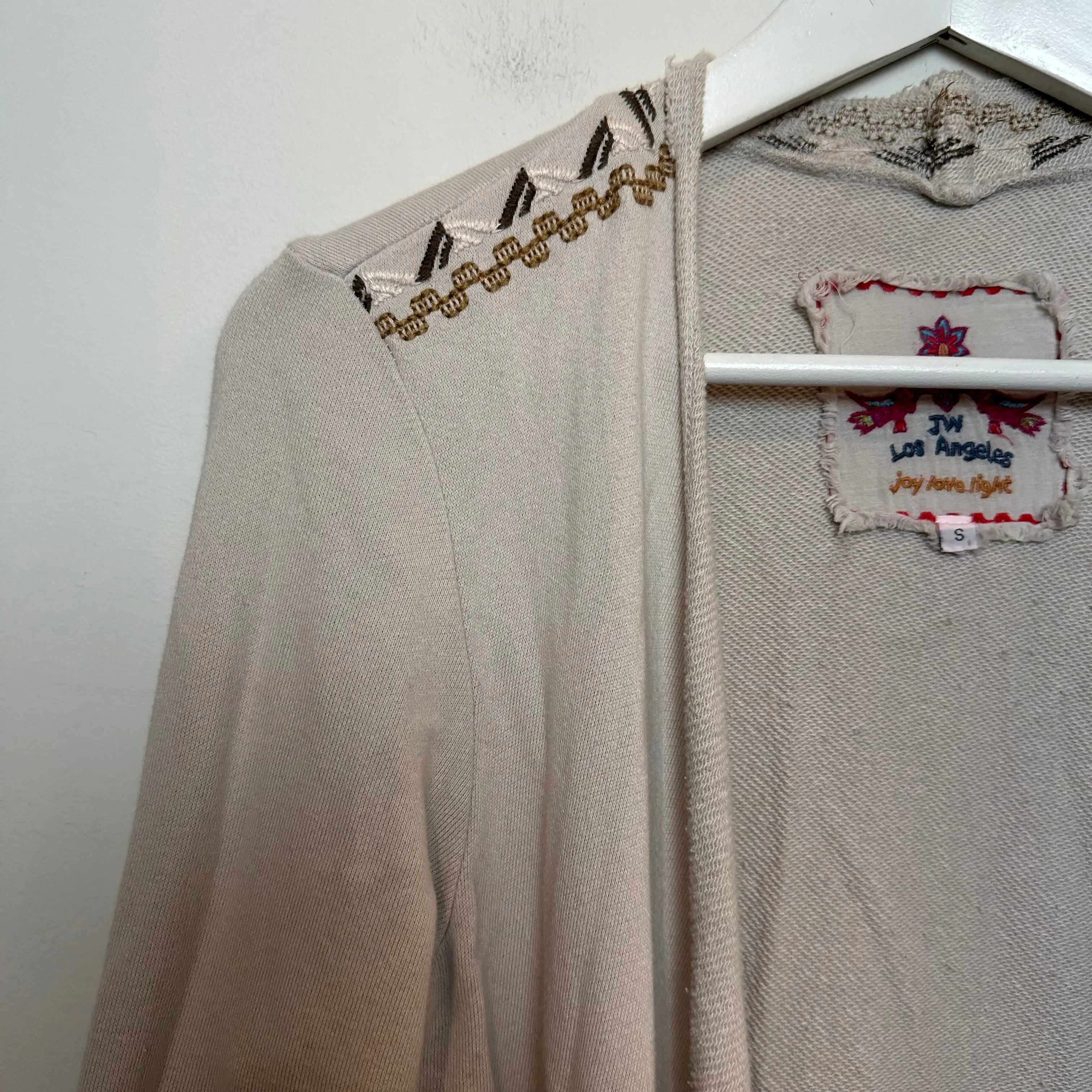 Johnny Was Nova Cascade Cardigan Waterfall Drape Open Front Jacket Embroidered Small