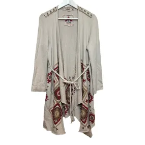 Johnny Was Nova Cascade Cardigan Waterfall Drape Open Front Jacket Embroidered Small