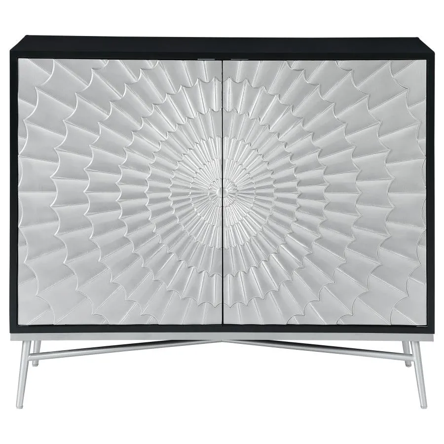 Josie Rectangular 2-Door Accent Cabinet Black And Silver