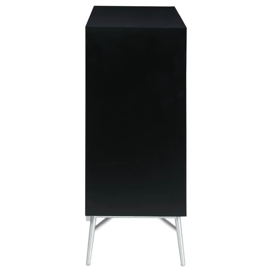 Josie Rectangular 2-Door Accent Cabinet Black And Silver