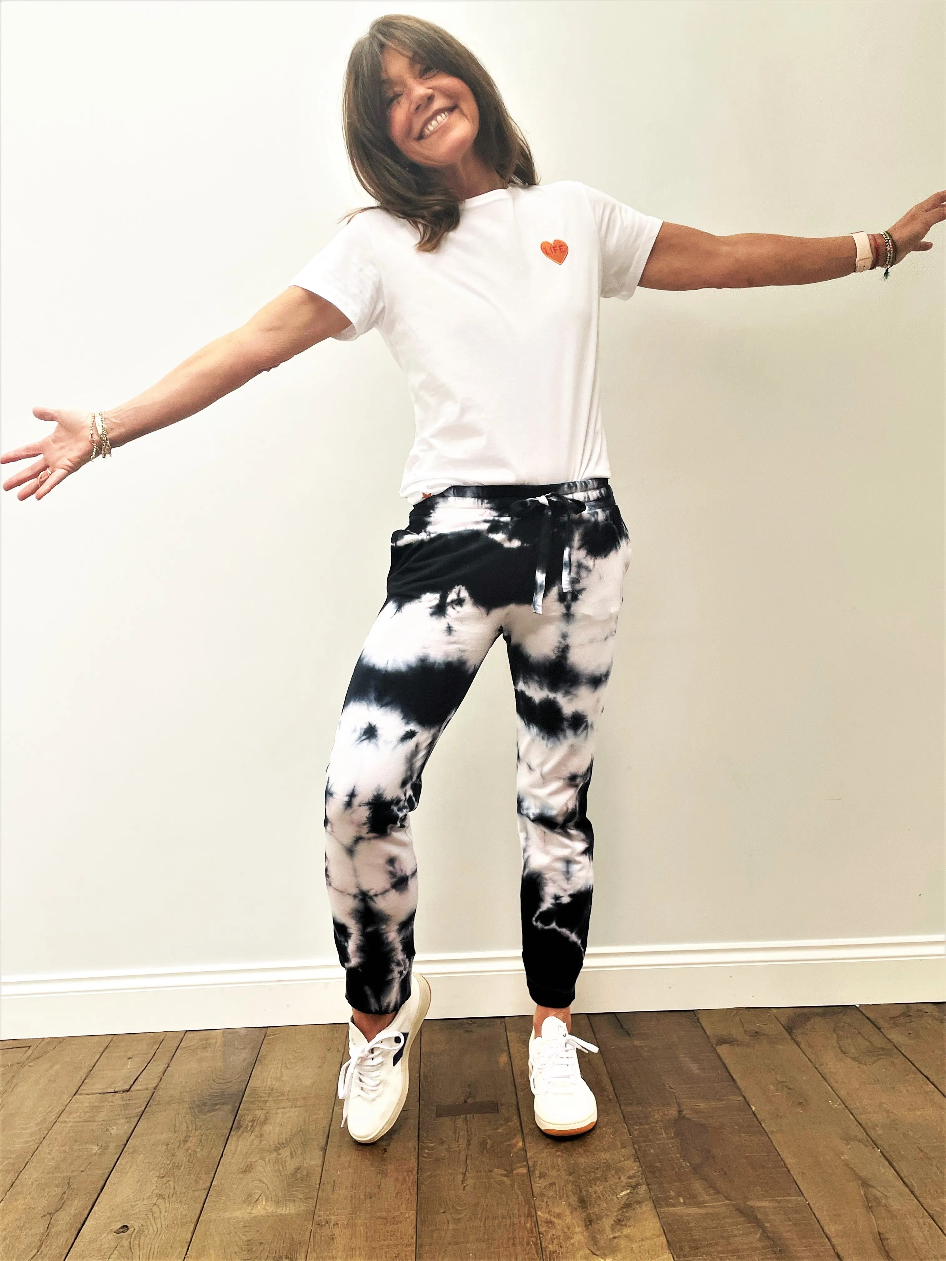 JU Tie Dye Joggers in Navy, White