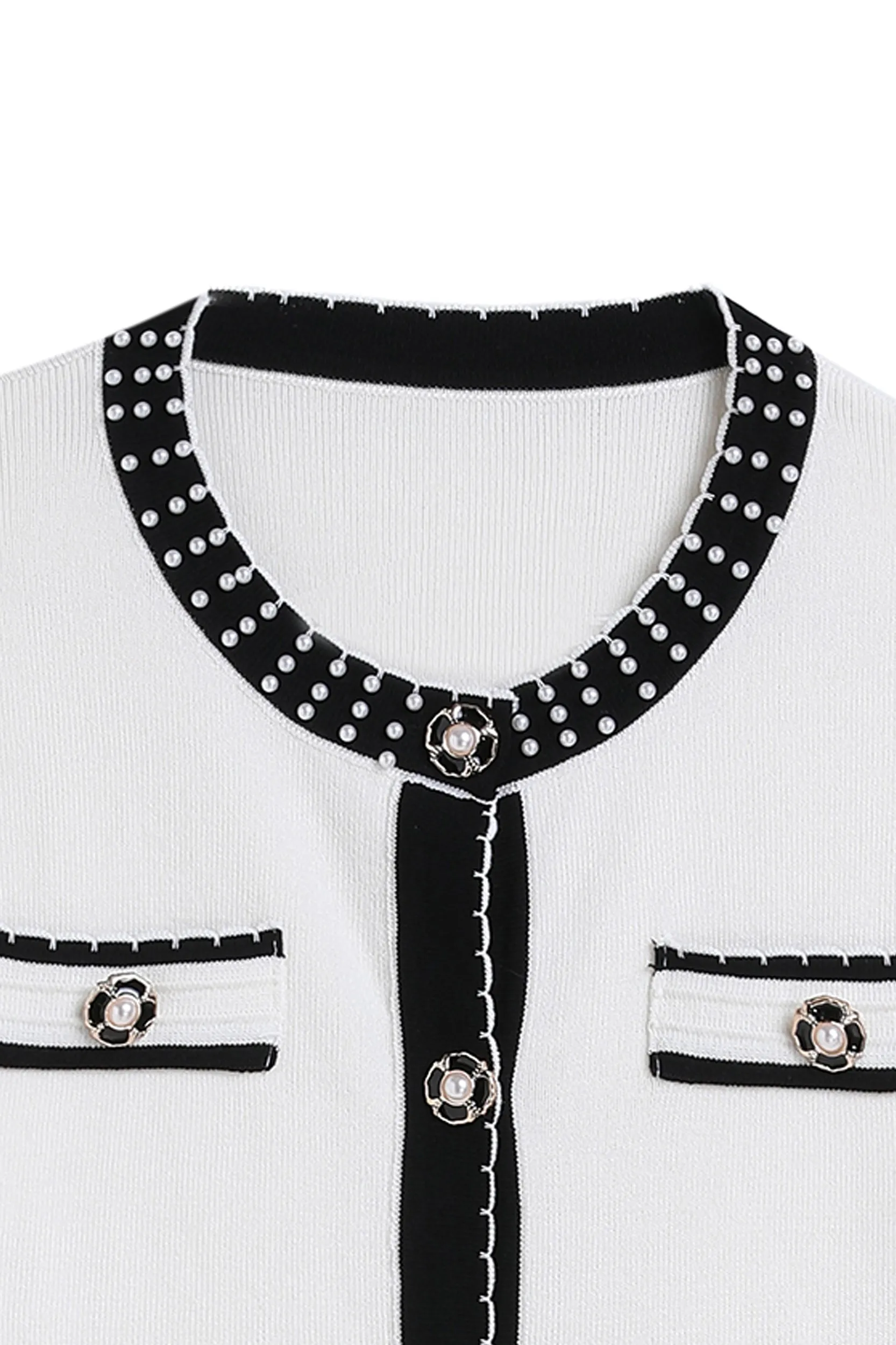 Keyla Contrast Trim Stretch Knit Cardigan