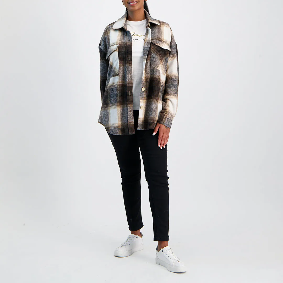 Ladies Brown/Black Shacket