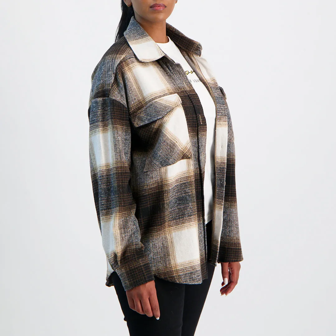 Ladies Brown/Black Shacket
