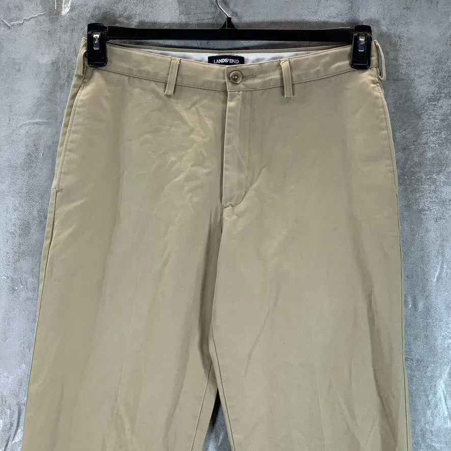 LANDS' END Men's Tan Traditional-Fit Straight-Leg Chino Pants SZ 32