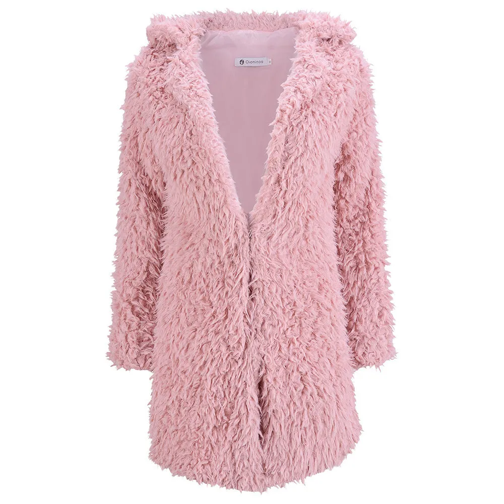 Lapel Faux Fur Women Loose Oversized Solid Color Teddy Coat