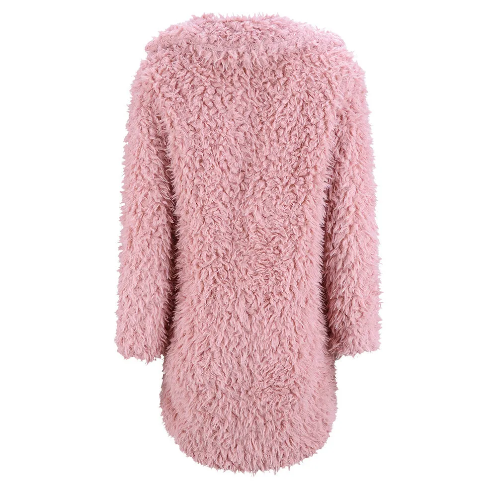 Lapel Faux Fur Women Loose Oversized Solid Color Teddy Coat