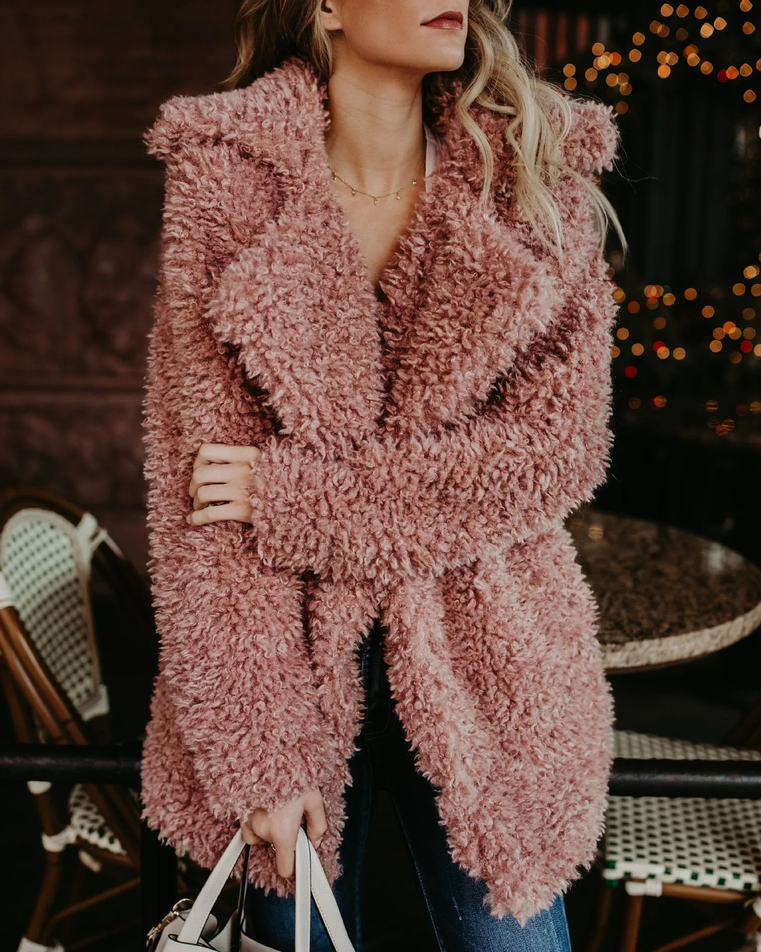 Lapel Faux Fur Women Loose Oversized Solid Color Teddy Coat