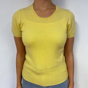 Lemon Yellow Cashmere Short Sleeved Jumper Small