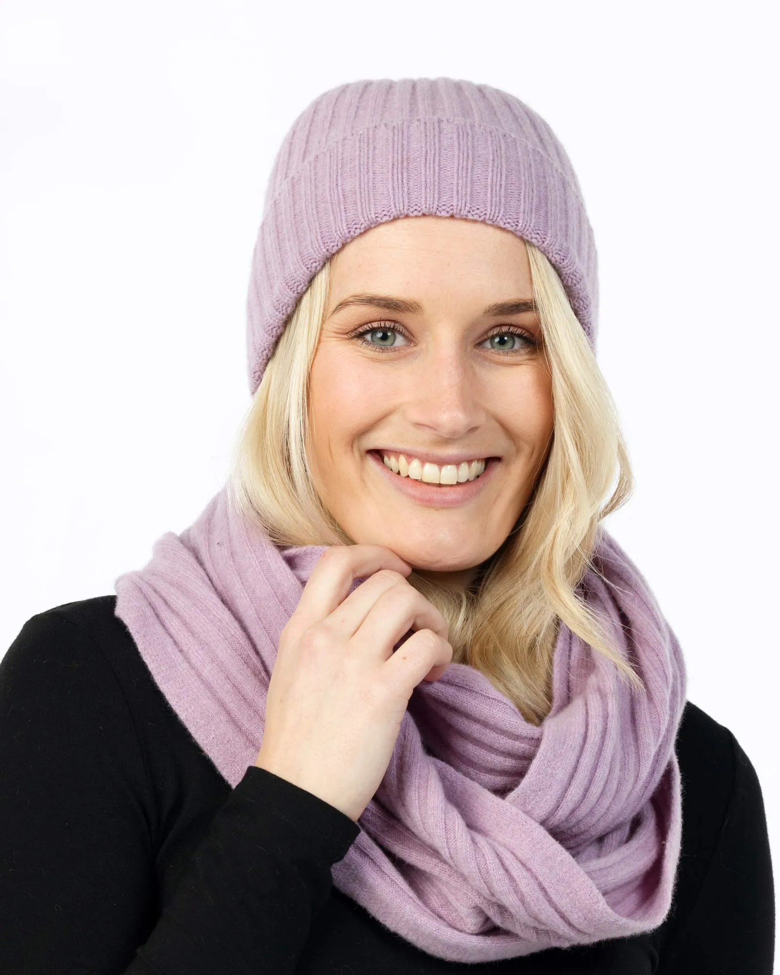 Lilac Pink Rib Ladies Beanie - NX480
