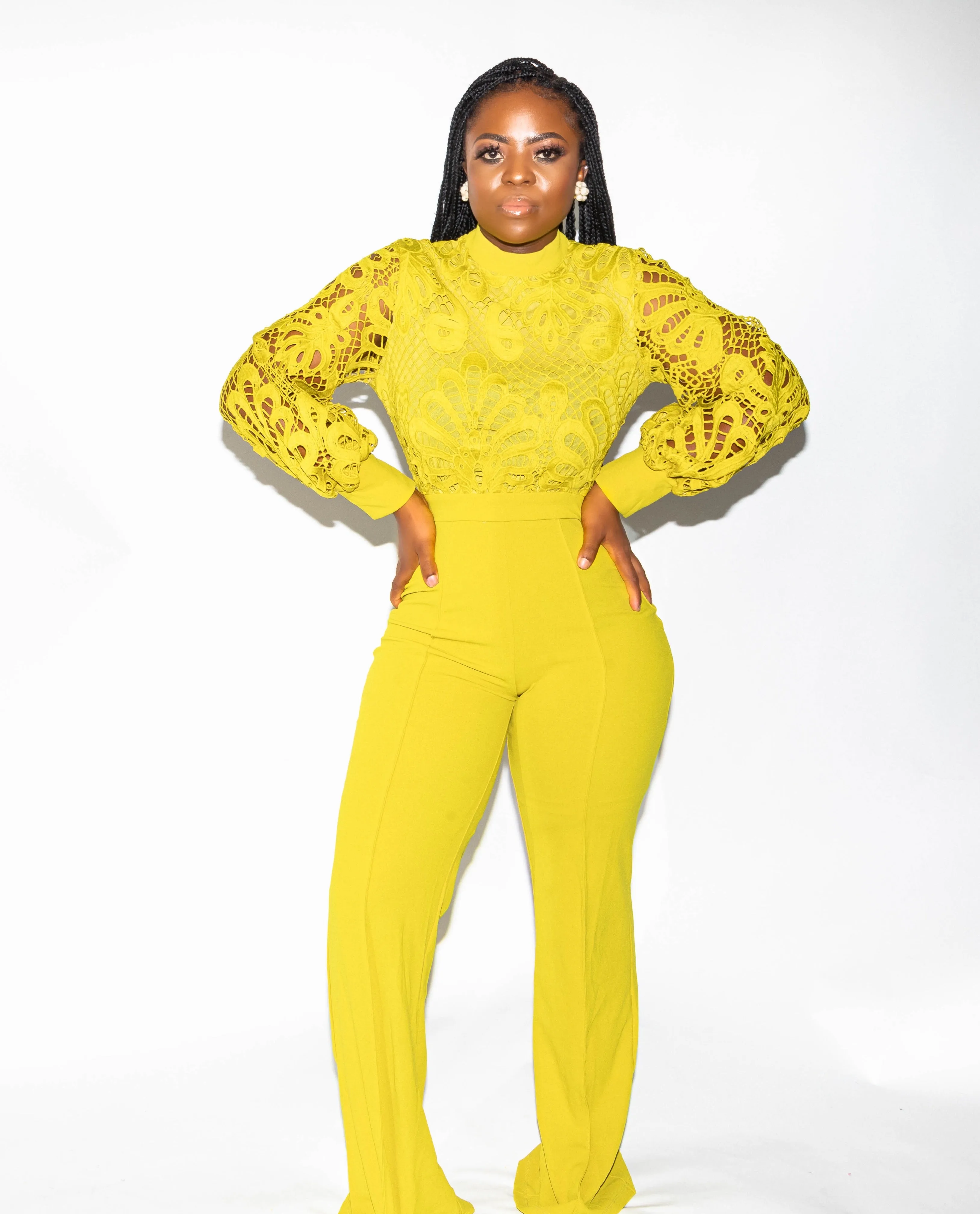 Lime Crochet Print Top Jumpsuit