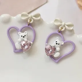Loving Teddy      Earrings Kawaii Academia Y2K Cottagecore Coquette Fairycore Dollette Princesscore