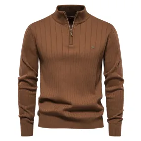 Luca Beloni Reißverschluss-Pullover | Trendiger Herrenpullover mit hohem Kragen und Reißverschluss