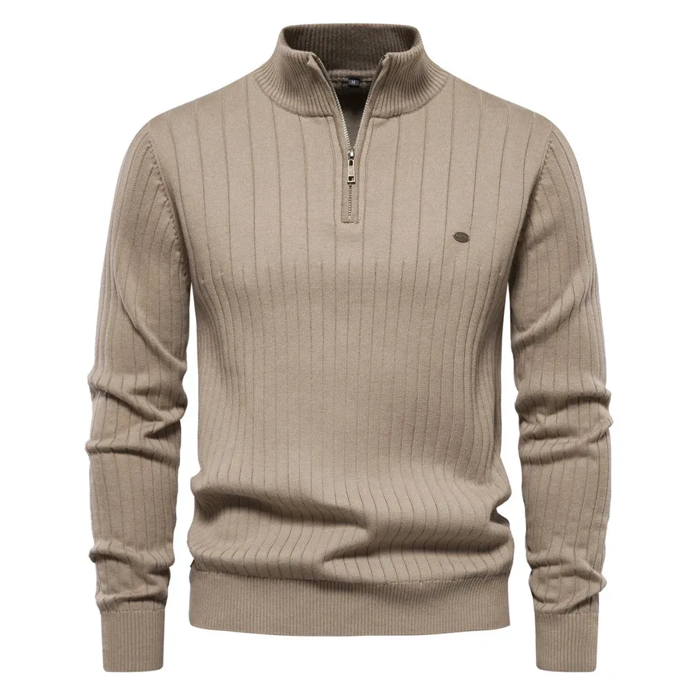 Luca Beloni Reißverschluss-Pullover | Trendiger Herrenpullover mit hohem Kragen und Reißverschluss