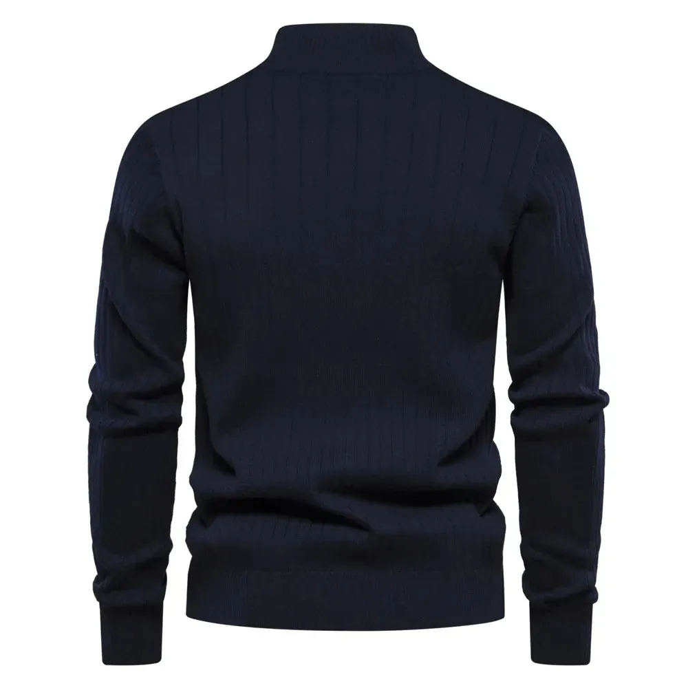 Luca Beloni Reißverschluss-Pullover | Trendiger Herrenpullover mit hohem Kragen und Reißverschluss