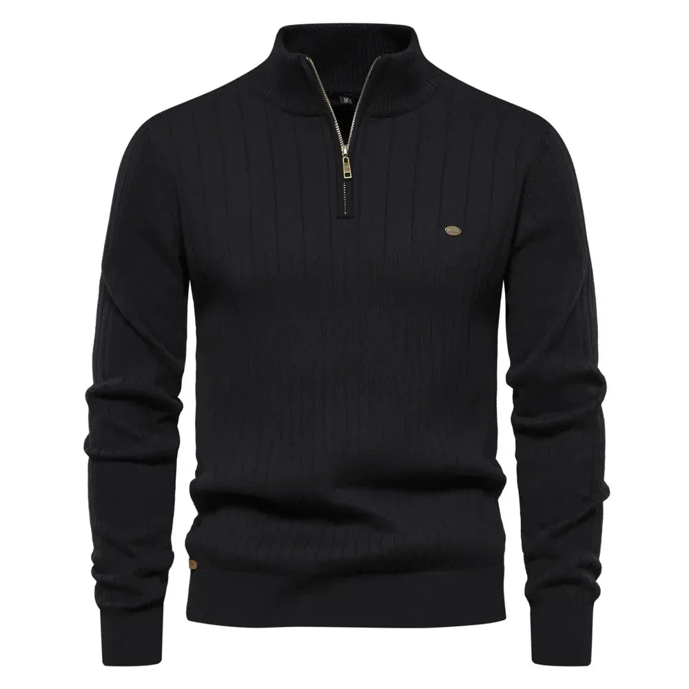 Luca Beloni Reißverschluss-Pullover | Trendiger Herrenpullover mit hohem Kragen und Reißverschluss