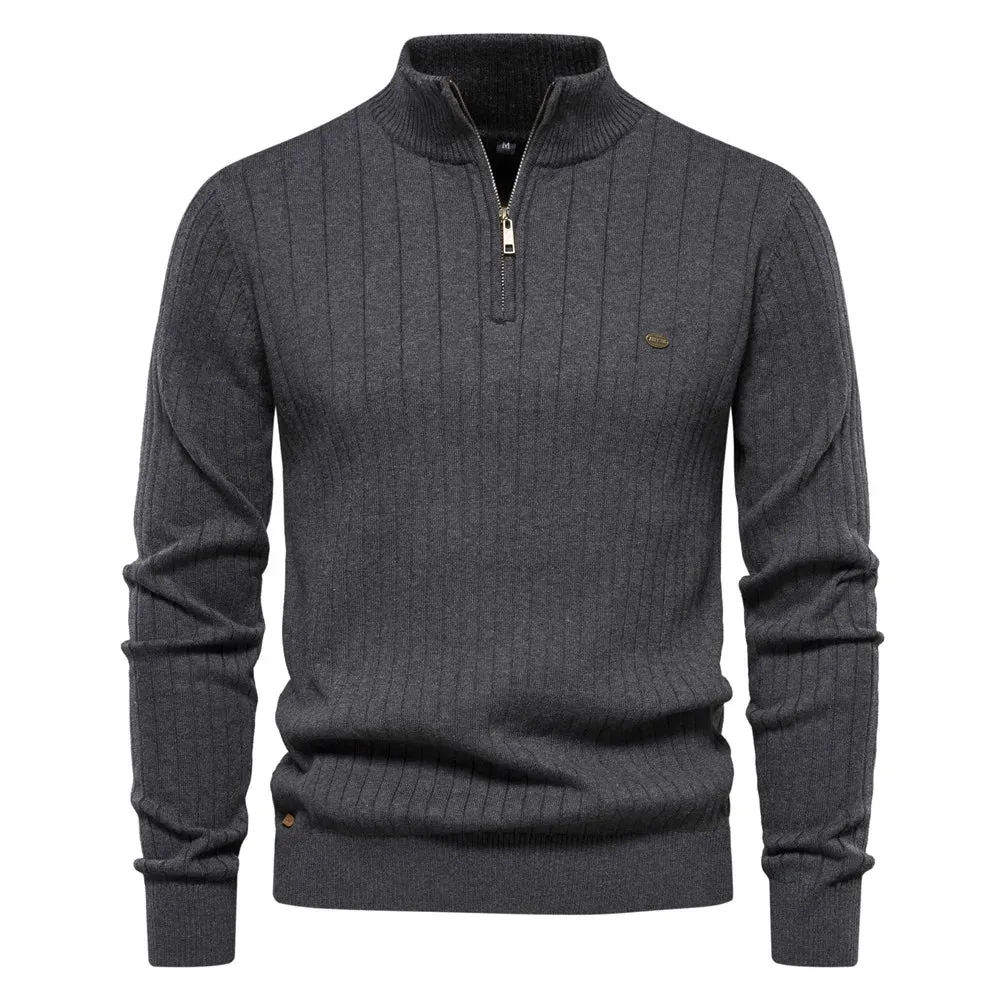 Luca Beloni Reißverschluss-Pullover | Trendiger Herrenpullover mit hohem Kragen und Reißverschluss