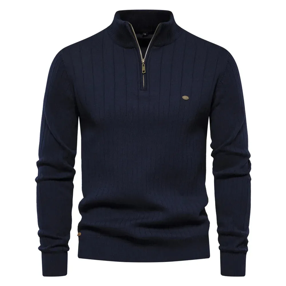 Luca Beloni Reißverschluss-Pullover | Trendiger Herrenpullover mit hohem Kragen und Reißverschluss