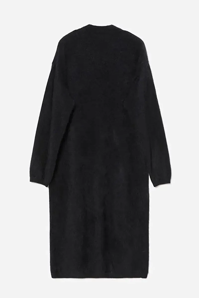 Luxe Fuzzy Open-front Brushed Cashmere Duster Cardigan