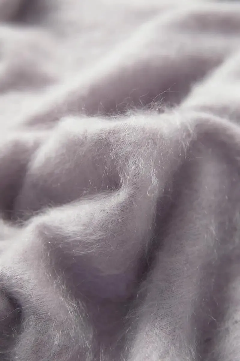 Luxe Fuzzy Open-front Brushed Cashmere Duster Cardigan
