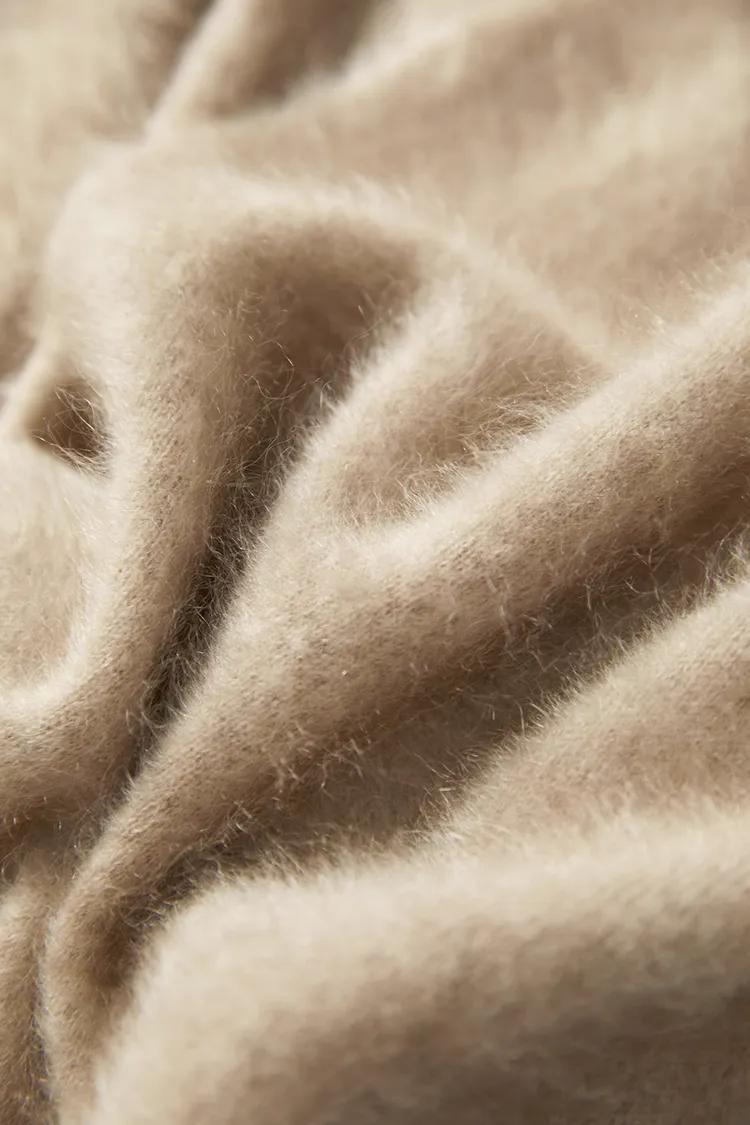 Luxe Fuzzy Open-front Brushed Cashmere Duster Cardigan