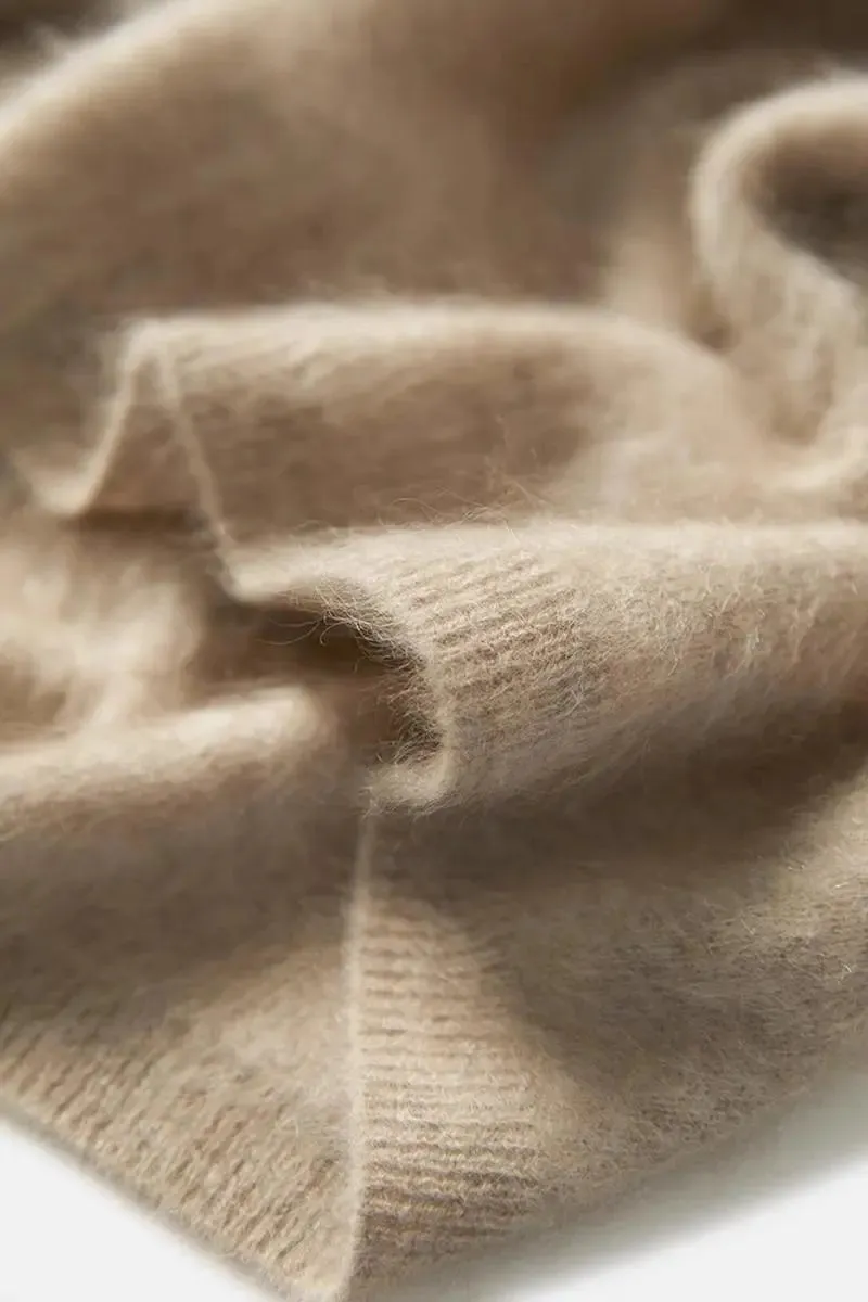 Luxe Fuzzy Open-front Brushed Cashmere Duster Cardigan