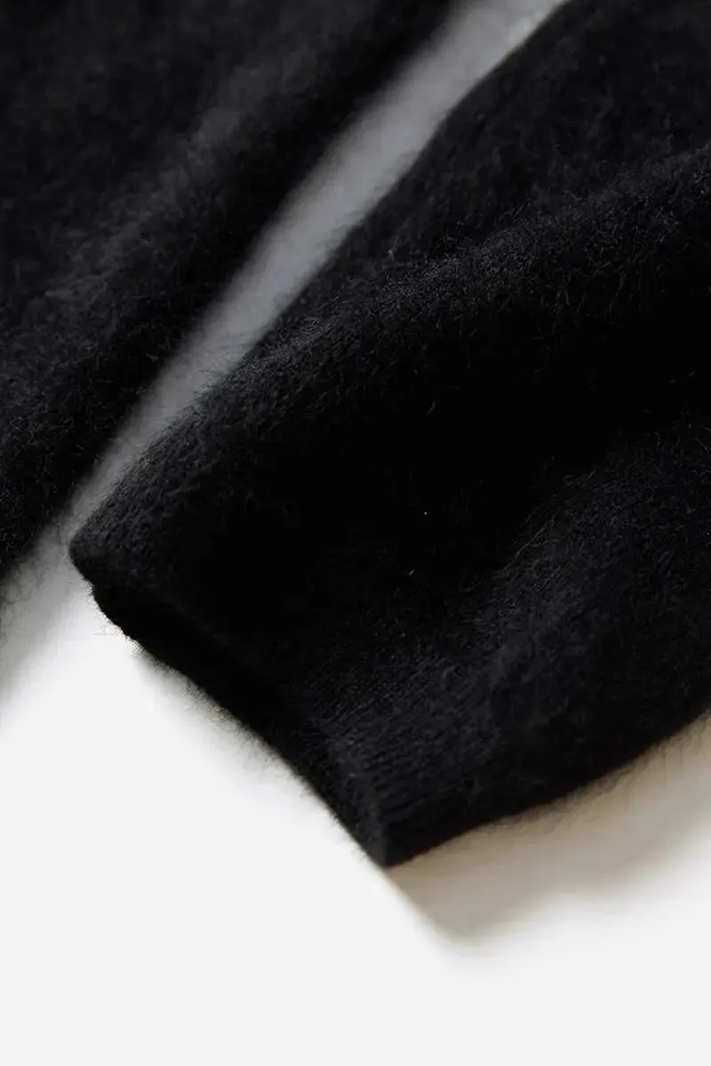 Luxe Fuzzy Open-front Brushed Cashmere Duster Cardigan